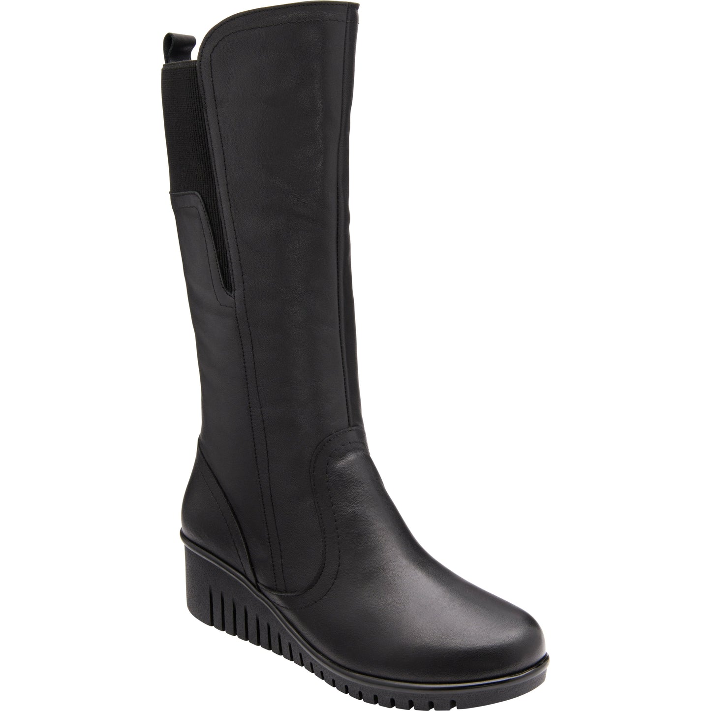 Lotus Boot Fitzgerald BLACK Leather wedge long boot ULB345