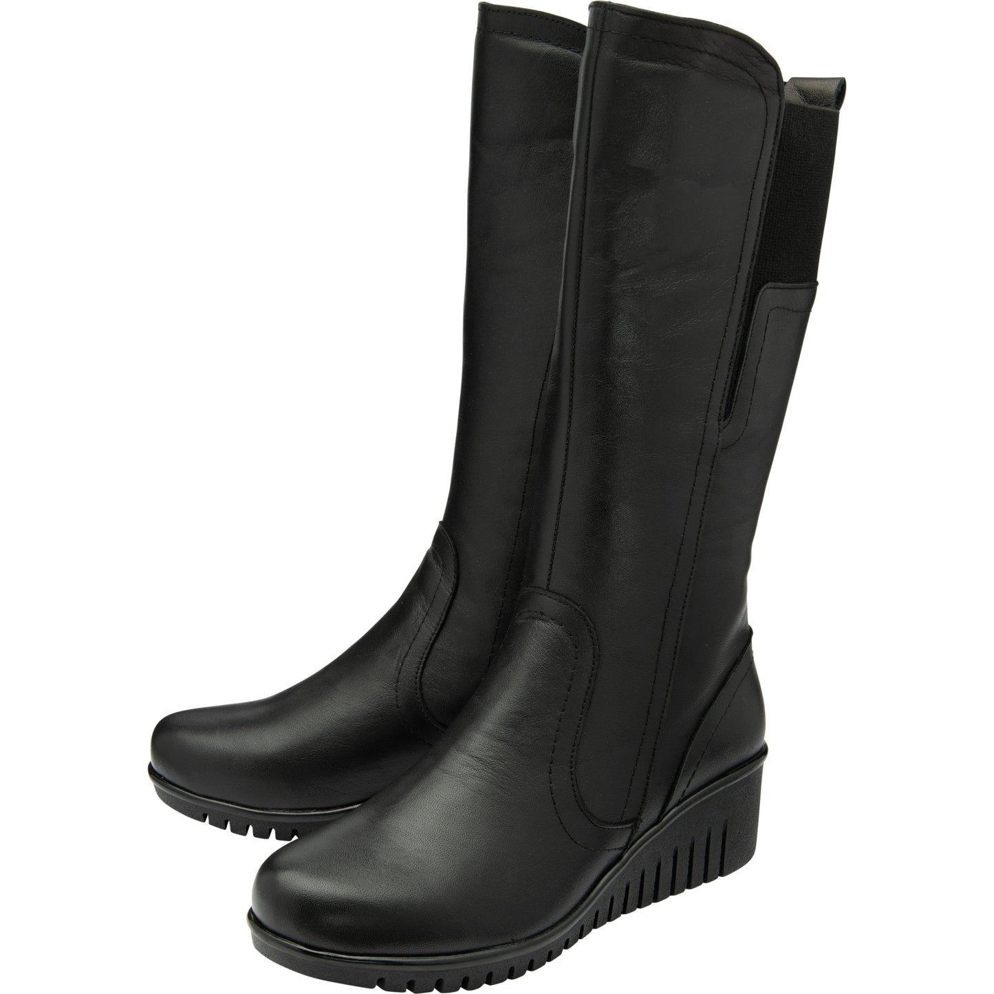 Lotus Boot Fitzgerald BLACK Leather wedge long boot ULB345