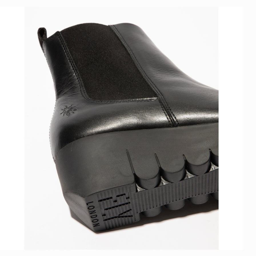 Fly London Vaze BLACK Soft Leather Wedge Heel Chelsea Boot