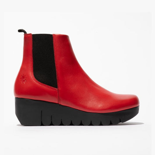 Fly London Vaze RED Leather Wedge Chelsea Boot