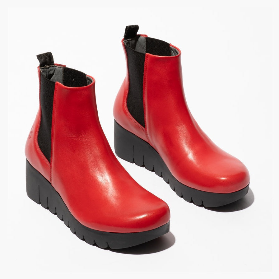 Fly London Vaze RED Leather Wedge Chelsea Boot