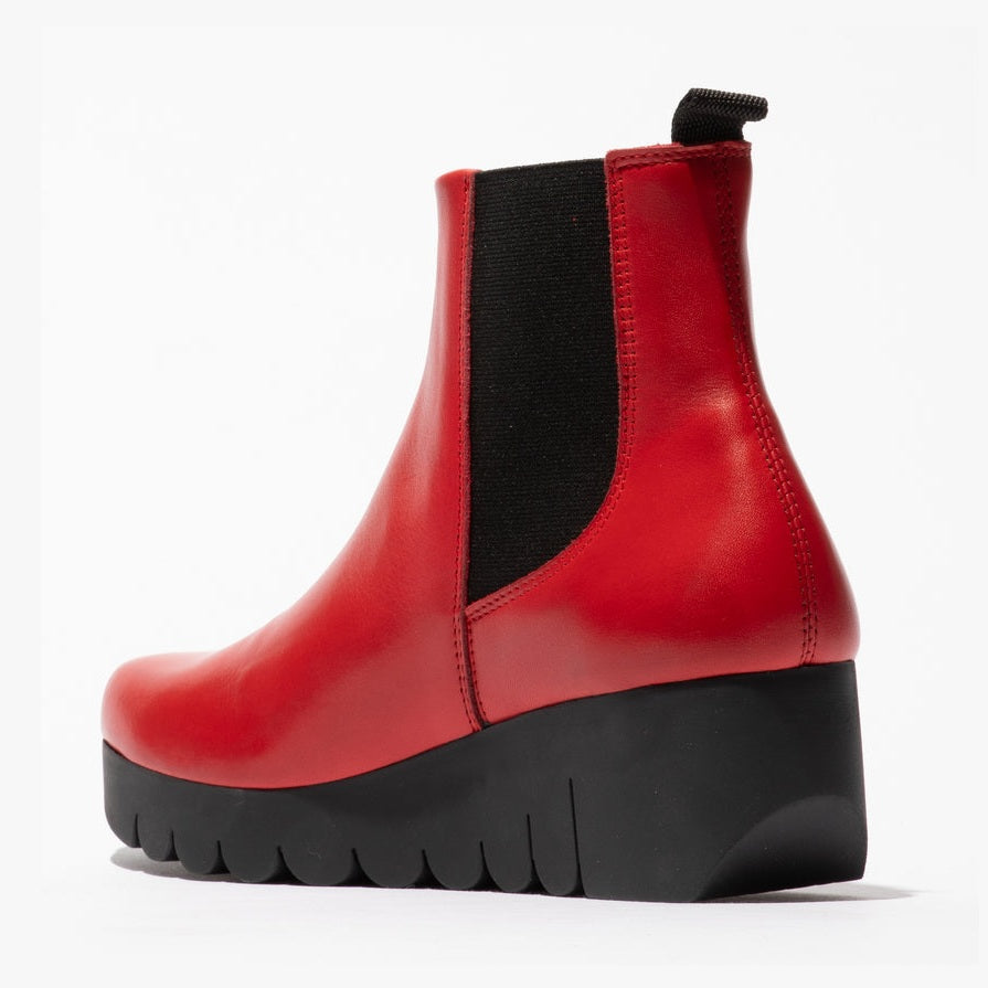 Fly London Vaze RED Leather Wedge Chelsea Boot