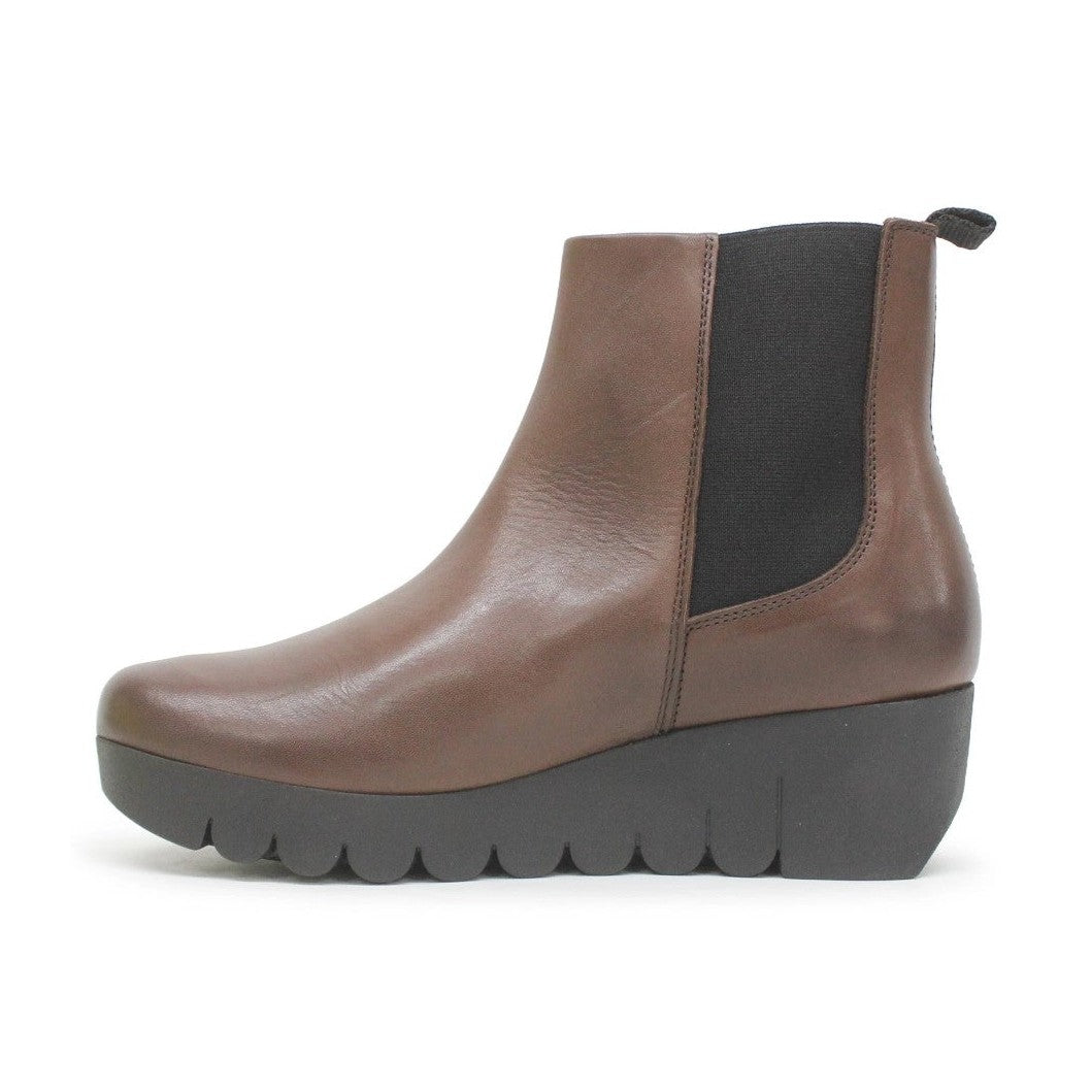 Fly London Vaze BROWN Leather Wedge Chelsea Boot