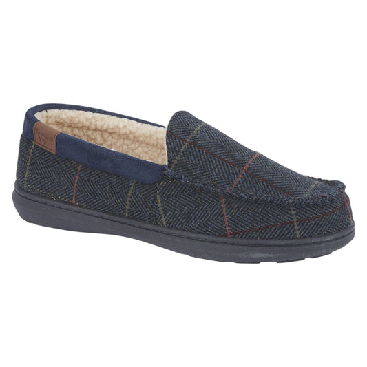 Jo & Joe Glencore NAVY Check Moccasin Style Slipper