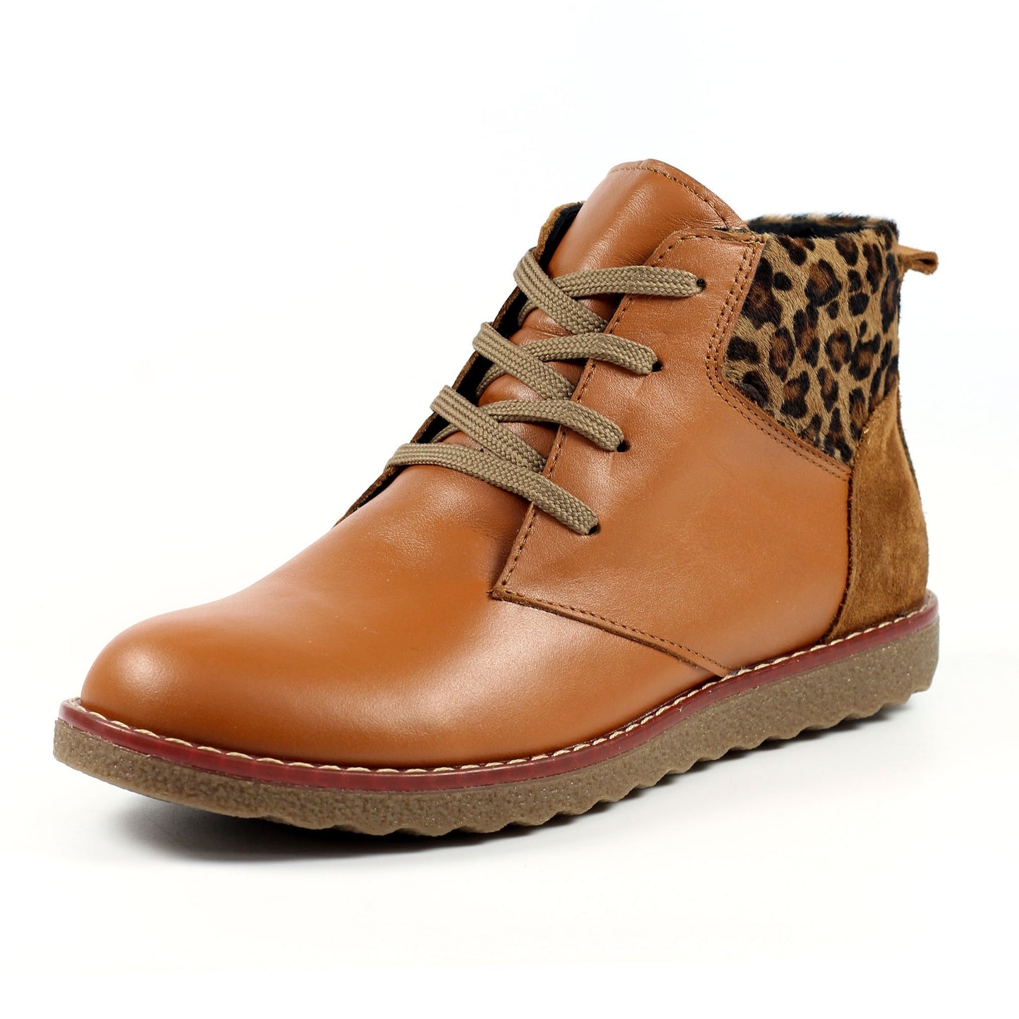 Lunar Ankle Boot with Lace and Zip Portman TAN GLR009 TN