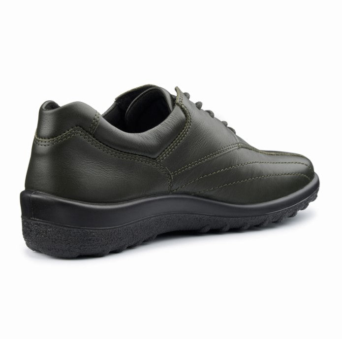 Hotter Shoe Tone Forest GREEN Leather Lace up Wide Fitting Shoe