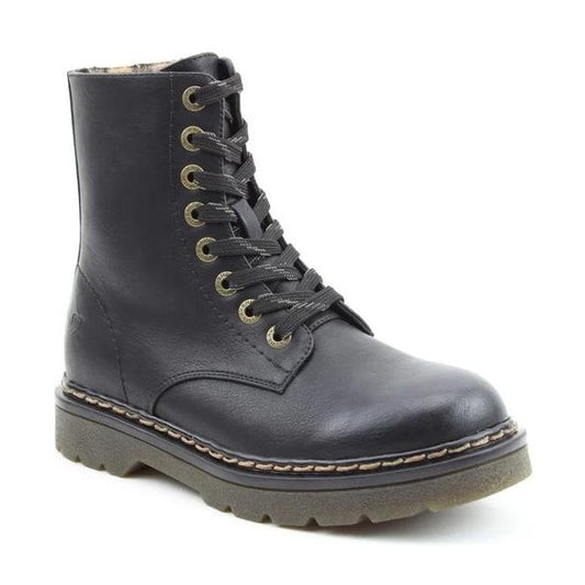 Heavenly Feet Ankle Boot with lace and zip Justina BLACK SMOOTH