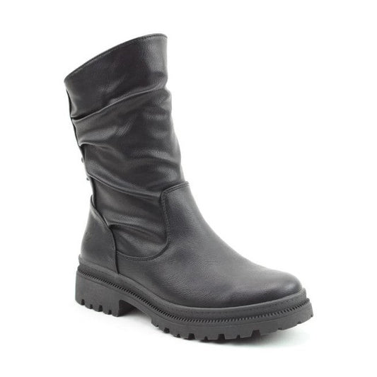 Heavenly Feet Biker Boot with Back Lace and Zip Gretel Black