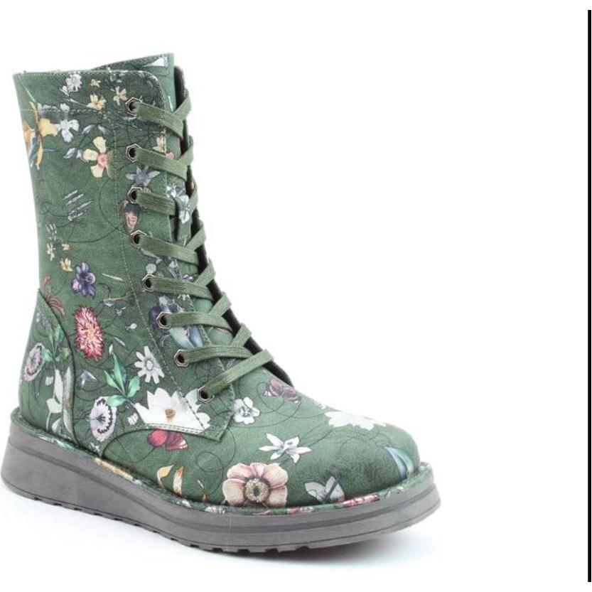 Heavenly Feet Ankle Boot with lace and zip FOREST FANTASY