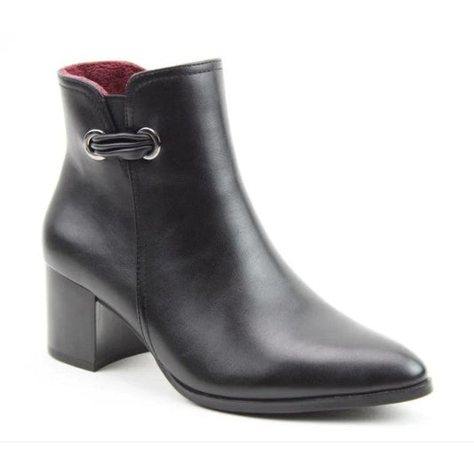 Heavenly Feet Classic Smart Ankle Boot with heel and zip Heather BLACK