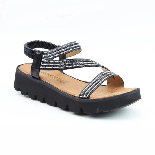 Heavenly Feet Fresco BLACK Chunky Sole Sandal