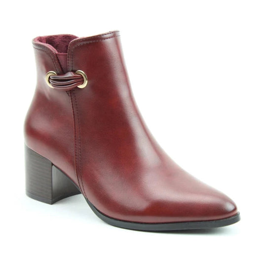 Heavenly Feet Heather Wine Block Heel Zip Dress Ankle Boot