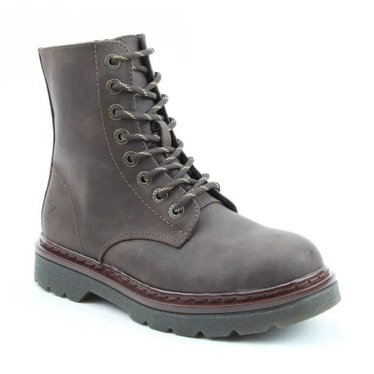Heavenly Feet Justina BARK 8 Eyelet Lace Up Boot With Zip