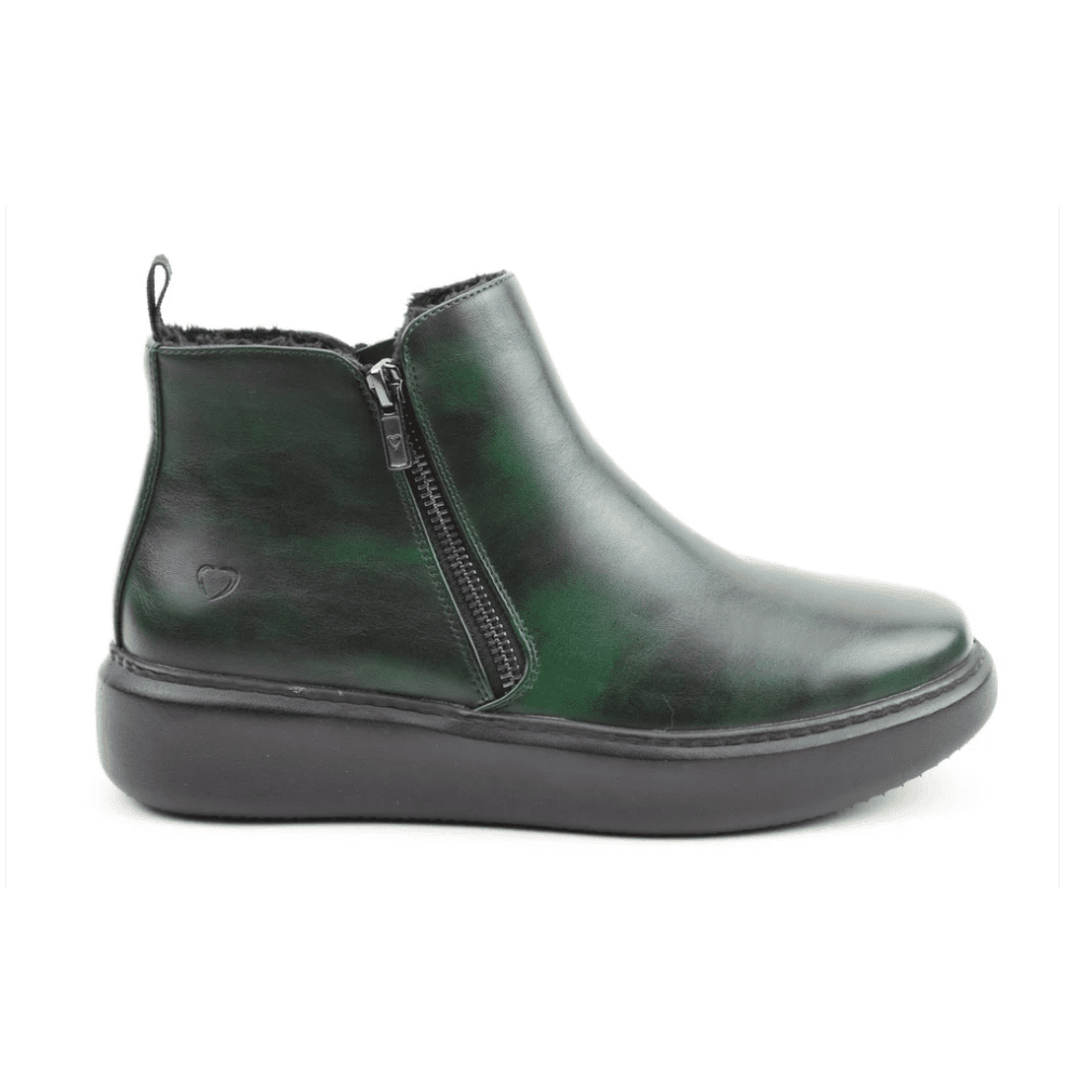 Heavenly Feet Senta FOREST Green Twin Zip Ankle Boot