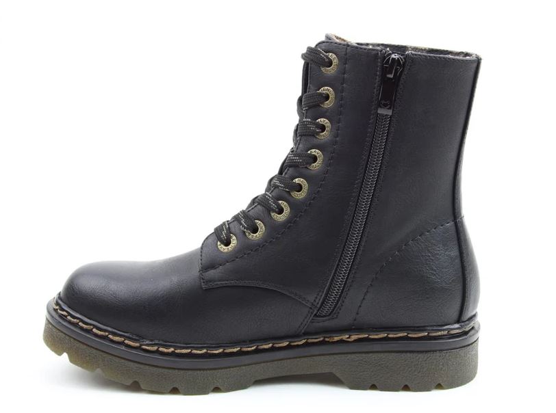 Heavenly Feet Ankle Boot with lace and zip Justina BLACK SMOOTH