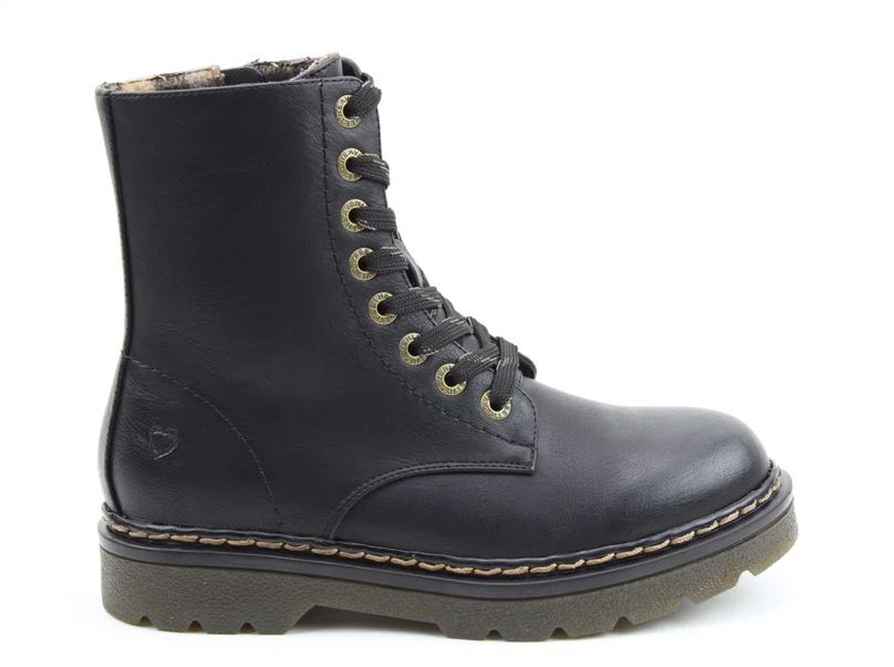 Heavenly Feet Ankle Boot with lace and zip Justina BLACK SMOOTH