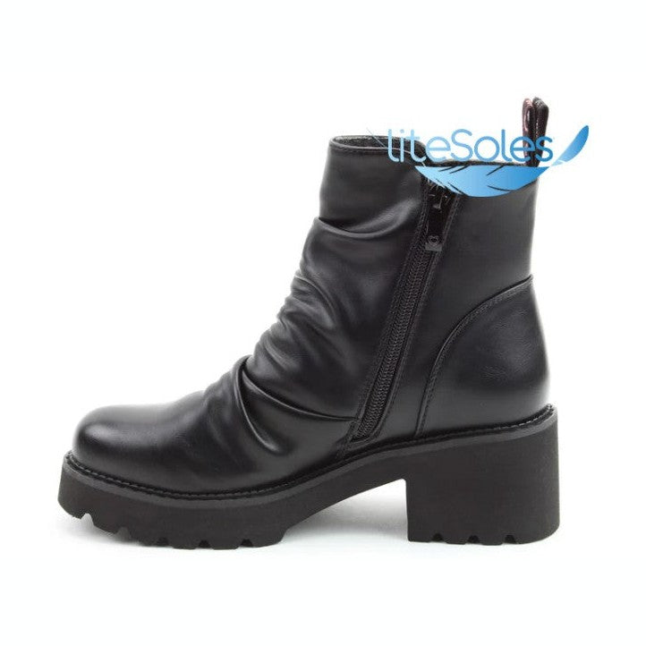 Heavenly Feet Biker Boot with Zip -Litesole Sultan BLACK