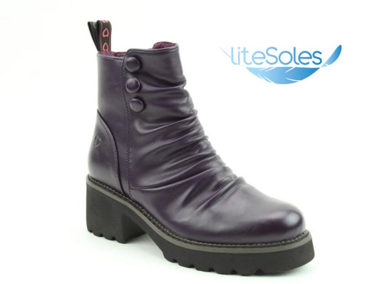 Heavenly Feet Biker Boot with Zip -Litesole Sultan PURPLE