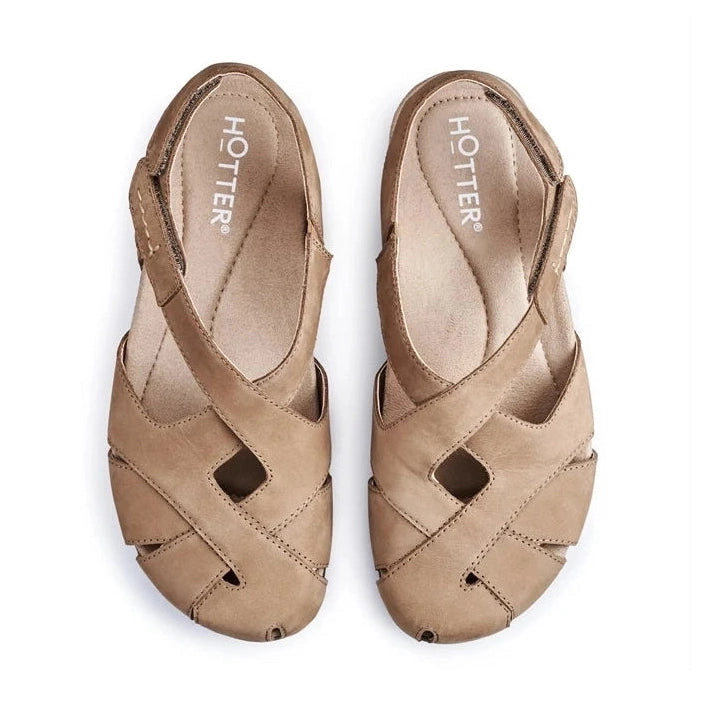 Hotter Catskill TAN Touch Fastening Closed Toe Sandal