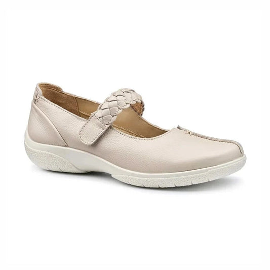 Hotter Shake Cement / Beige Soft Leather Comfort Bar Shoe