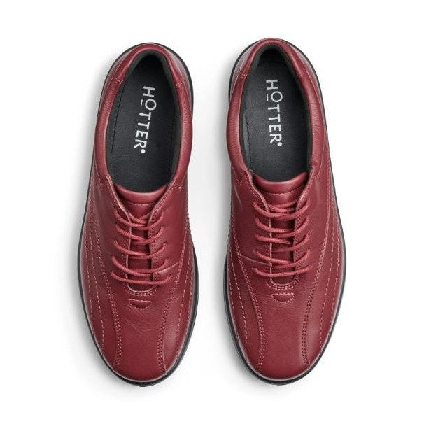 Hotter Shoe Tone Red Extra Wide Leather Lace up Shoe RED WIDE