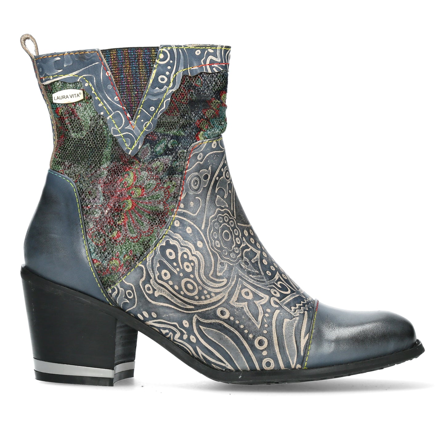 Laura Vita Igcreo 02 JEANS Leather Cuban Heel Ankle Boot