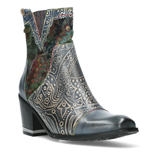 Laura Vita Igcreo 02 JEANS Leather Cuban Heel Ankle Boot