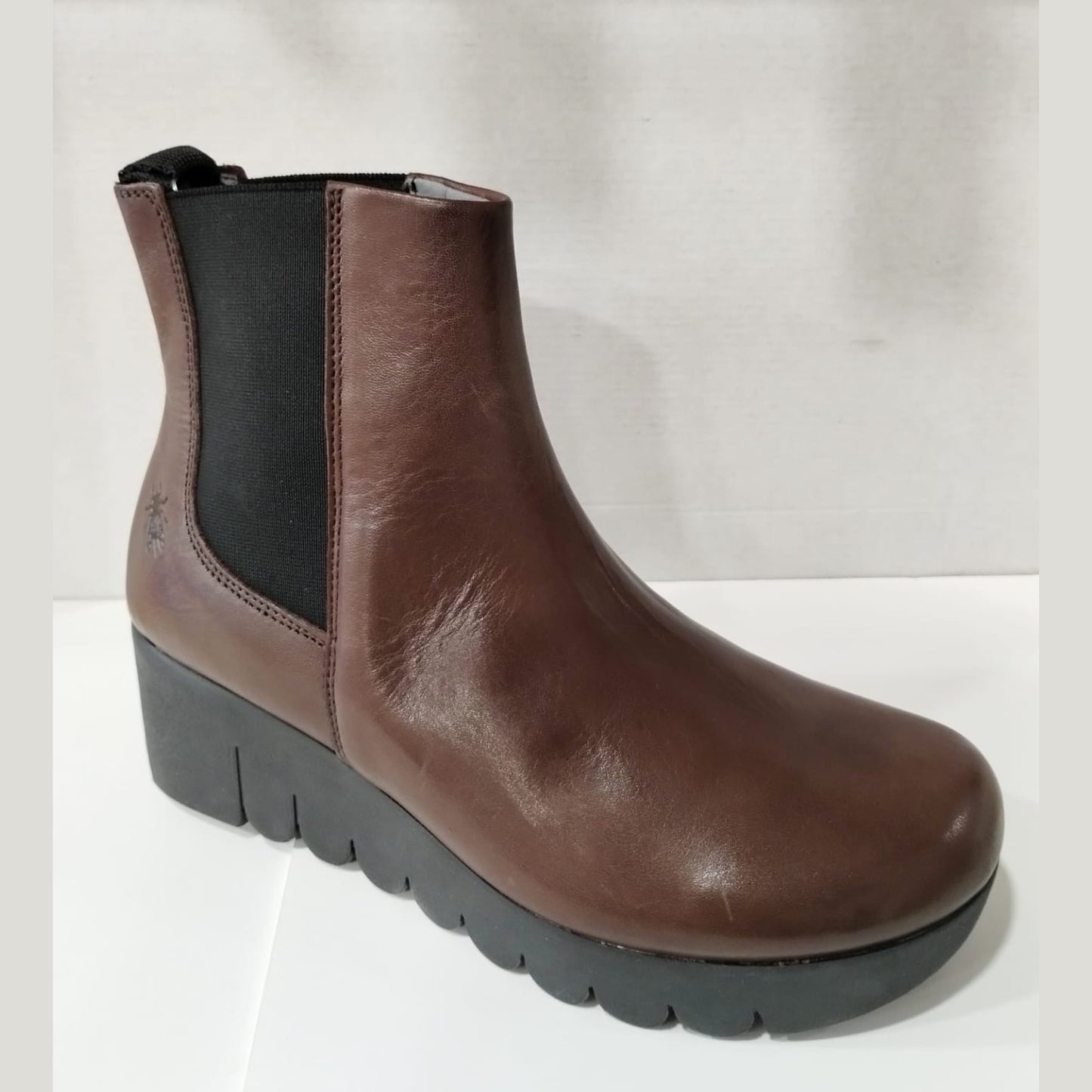 Fly London Vaze BROWN Leather Wedge Chelsea Boot