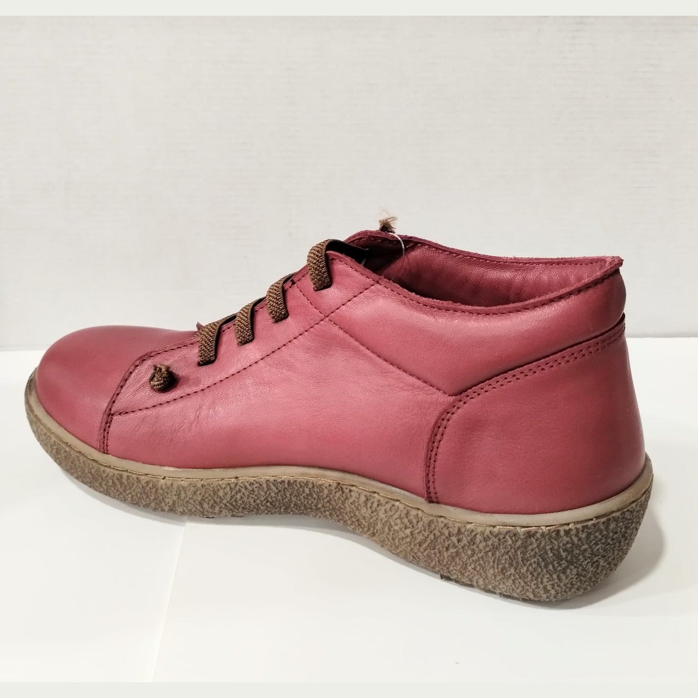 Modella Dakota Burgundy Soft Leather Elastic Lace Slip On Ankle Boot