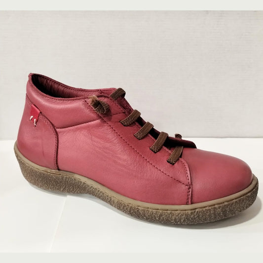 Modella Dakota Burgundy Soft Leather Elastic Lace Slip On Ankle Boot