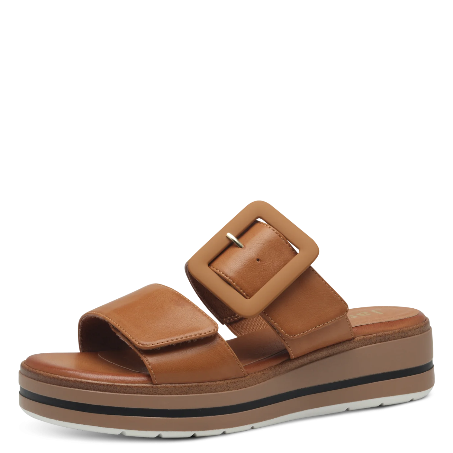 Jana 27271-42 TAN Touch Fastening Adjustable Wedge Mule Sandal