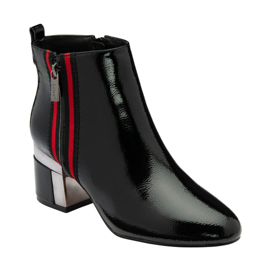 Lotus Boot Issy Smart Heeled Ankle Boot with double Zip and red stripe detail BLACK ULB418