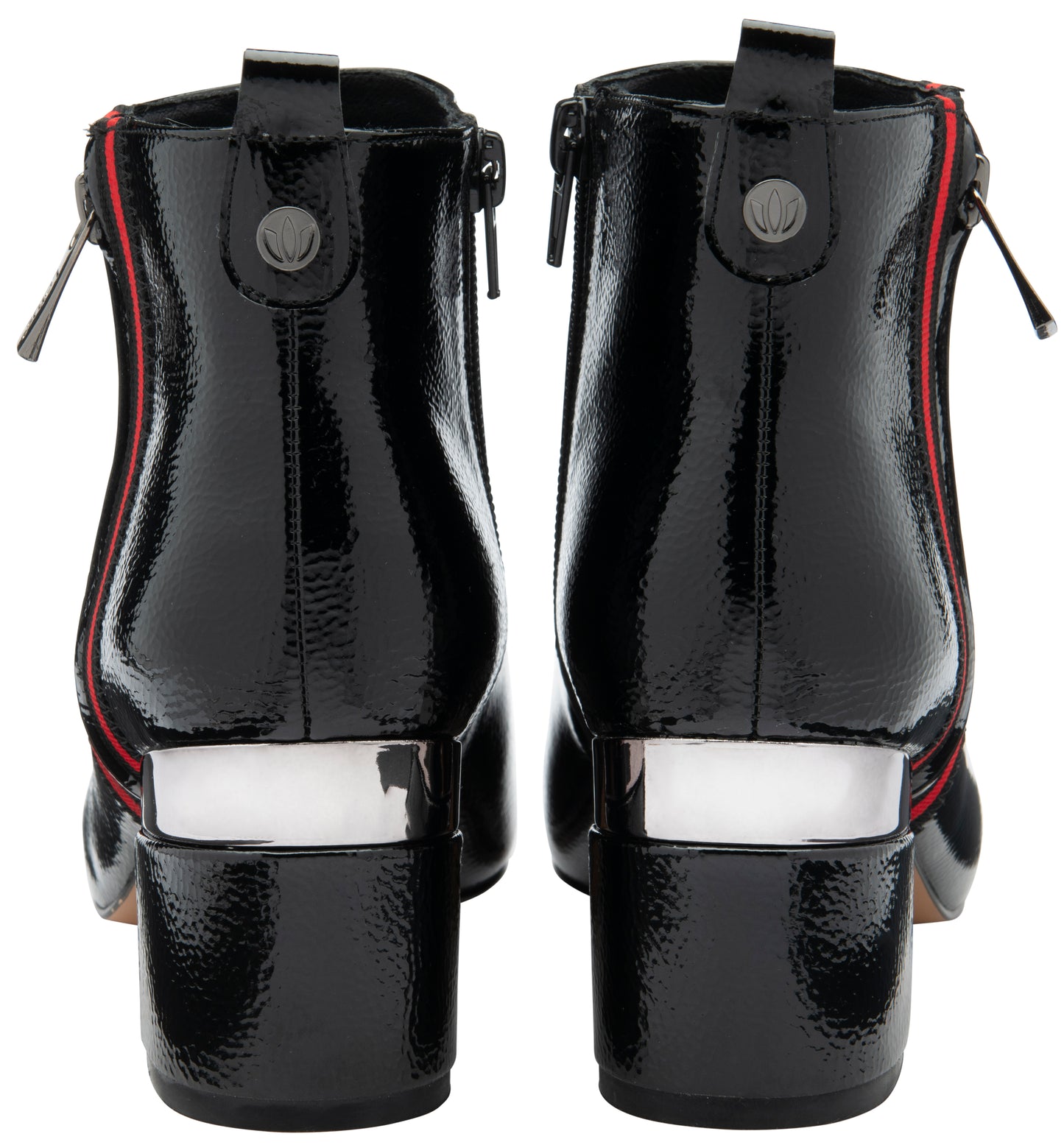 Lotus Boot Issy Smart Heeled Ankle Boot with double Zip and red stripe detail BLACK ULB418