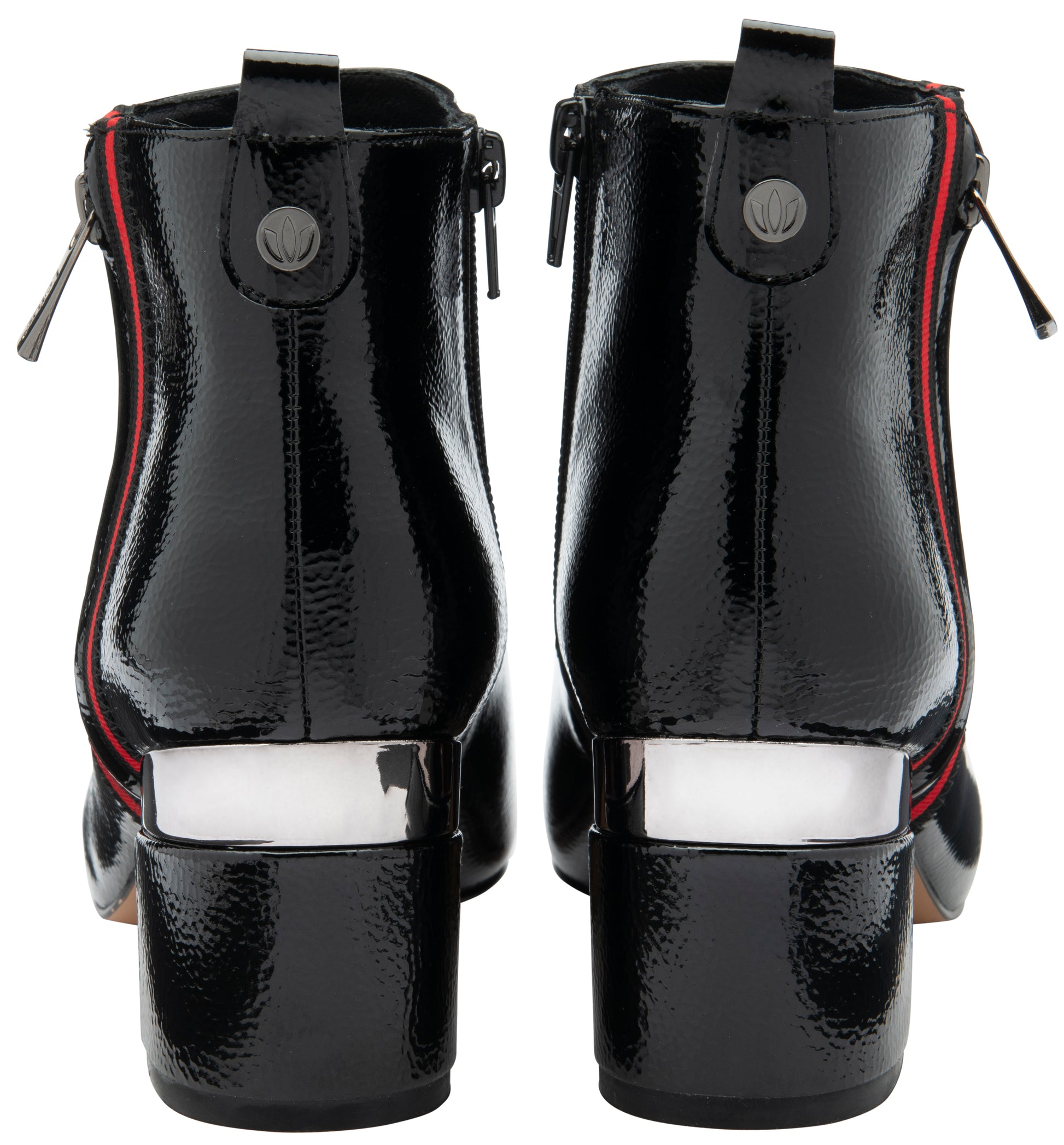 Lotus Boot Issy Smart Heeled Ankle Boot with double Zip and red stripe detail BLACK ULB418