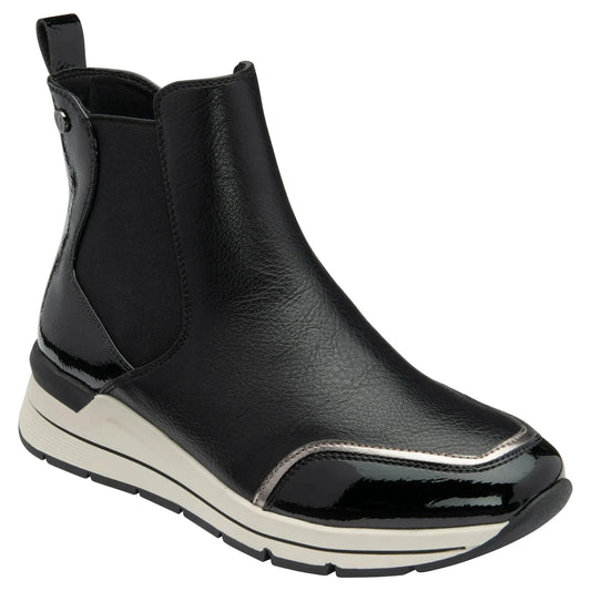 Lotus Ivana Black Wedge Trainer Style Chelsea Boot with Zip