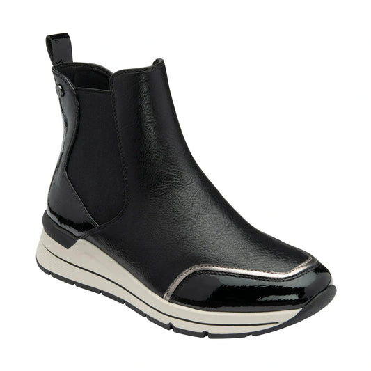 Lotus Ivana Black Wedge Trainer Style Chelsea Boot with Zip