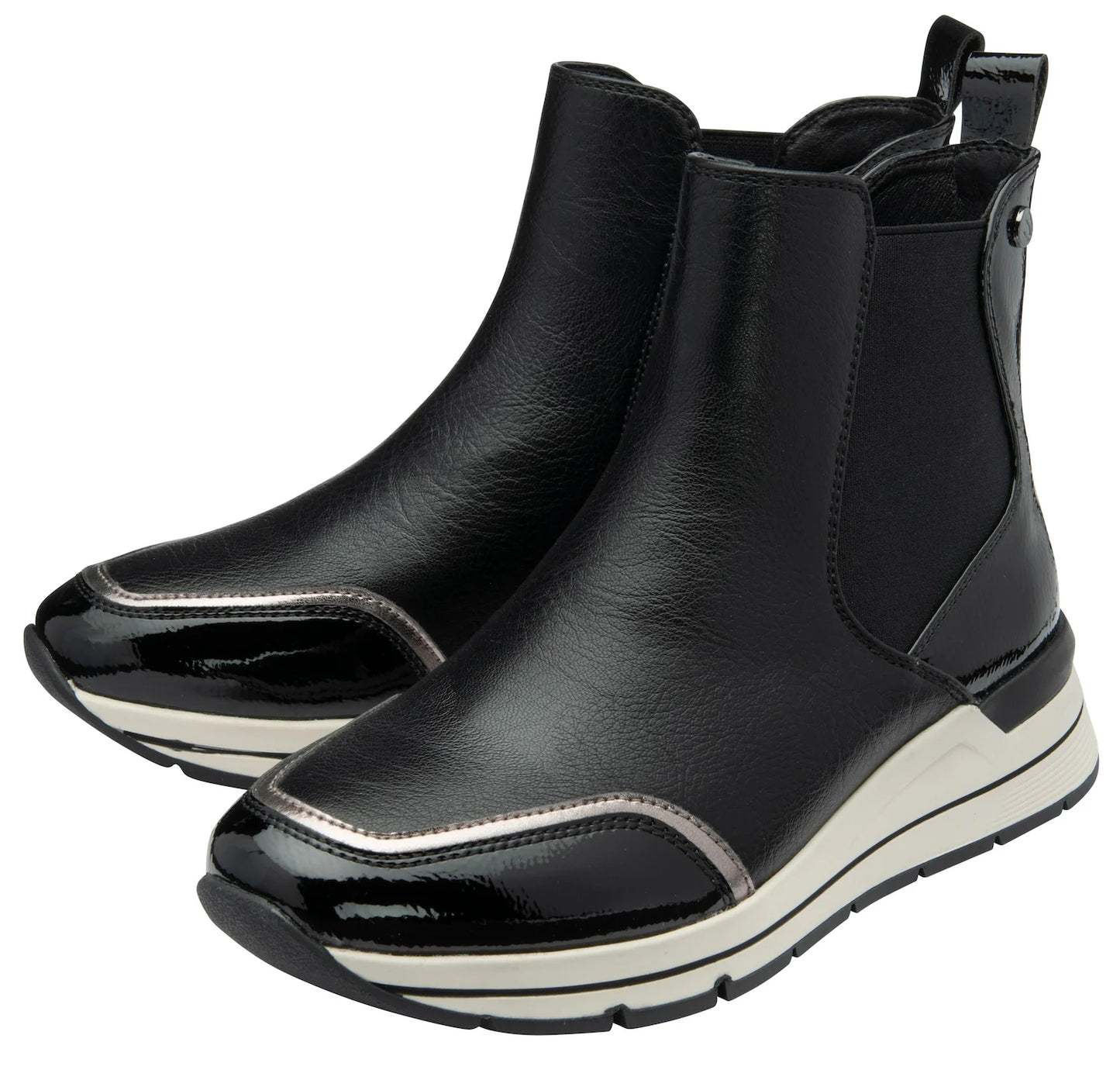 Lotus Ivana Black Wedge Trainer Style Chelsea Boot with Zip