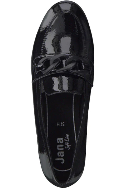 Jana 24260 BLACK Patent H fitting Slip On Shoe
