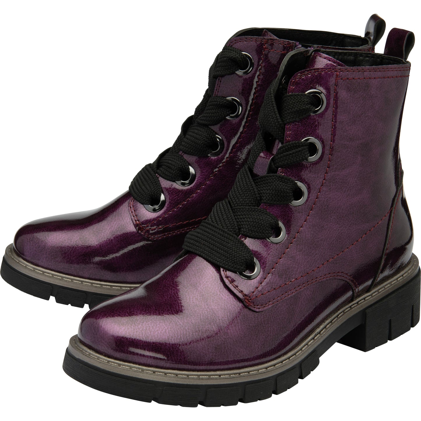 Lotus Ankle Boot with lace and Zip fastening Jojo PURPLE PATENT ULB350