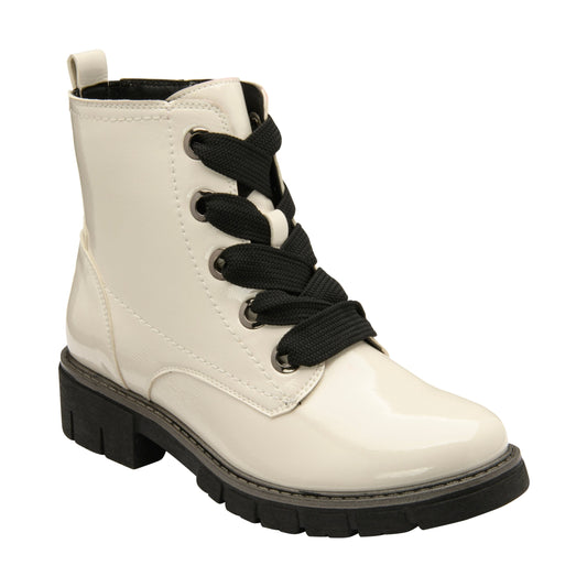 Lotus Ankle Boot with lace and Zip fastening Jojo WHITE PATENT ULB350