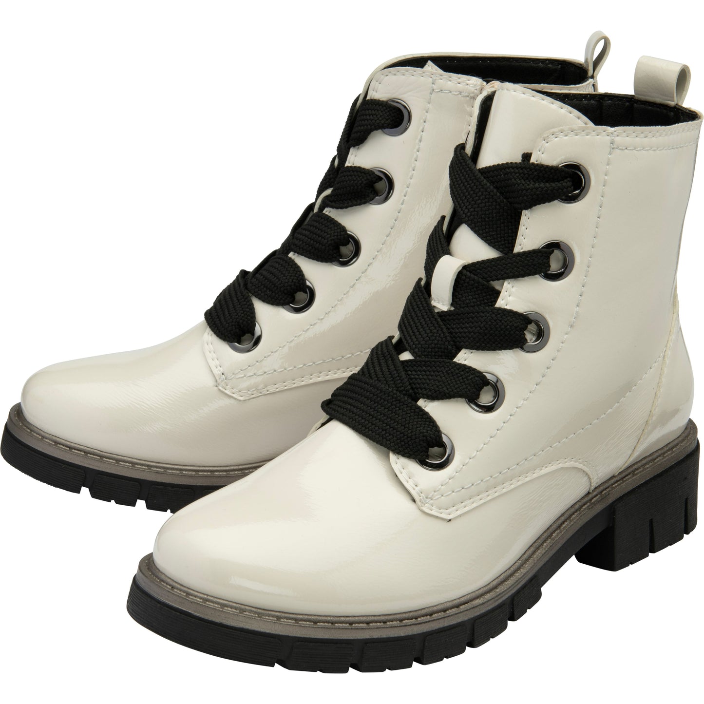 Lotus Ankle Boot with lace and Zip fastening Jojo WHITE PATENT ULB350