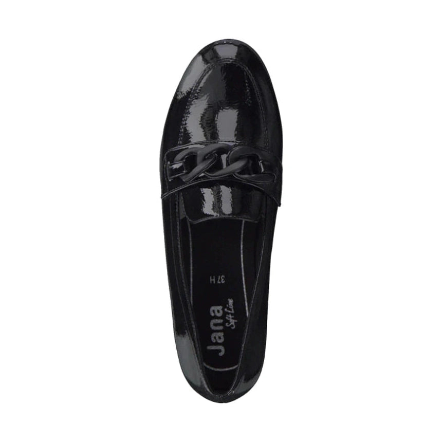 Jana 24260 BLACK Patent H fitting Slip On Shoe