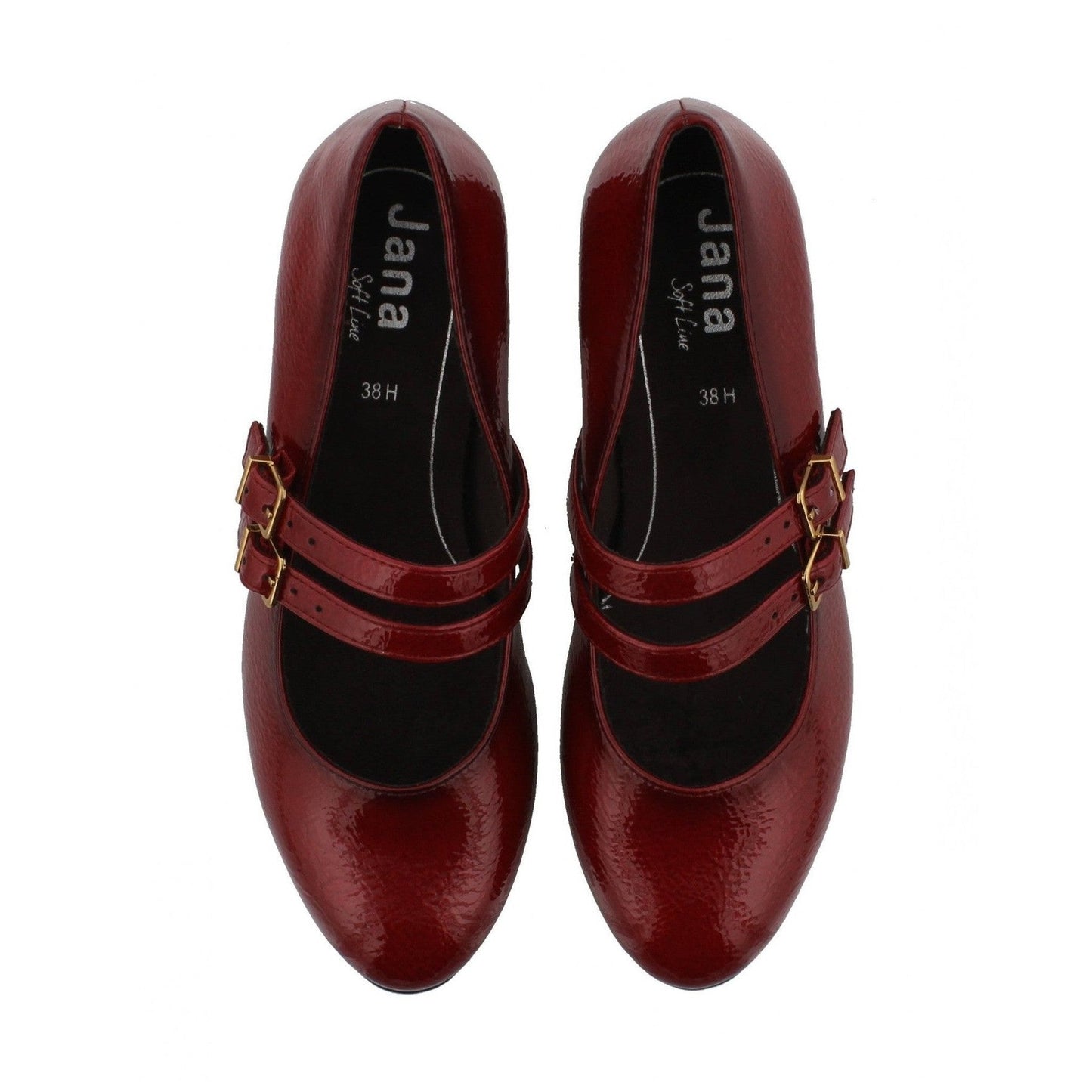 Jana 24366-45 Block Heel Mary Jane Bar Shoe Red Patent