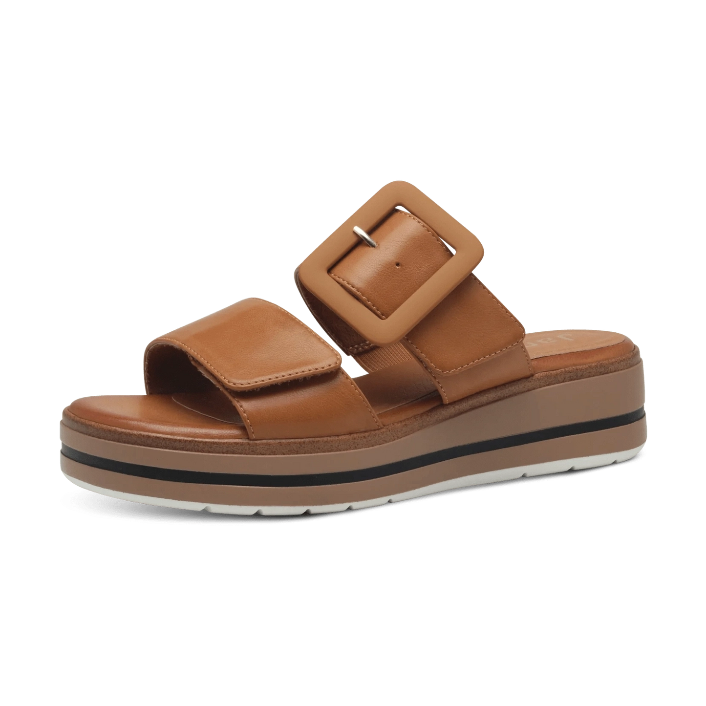 Jana 27271-42 TAN Touch Fastening Adjustable Wedge Mule Sandal