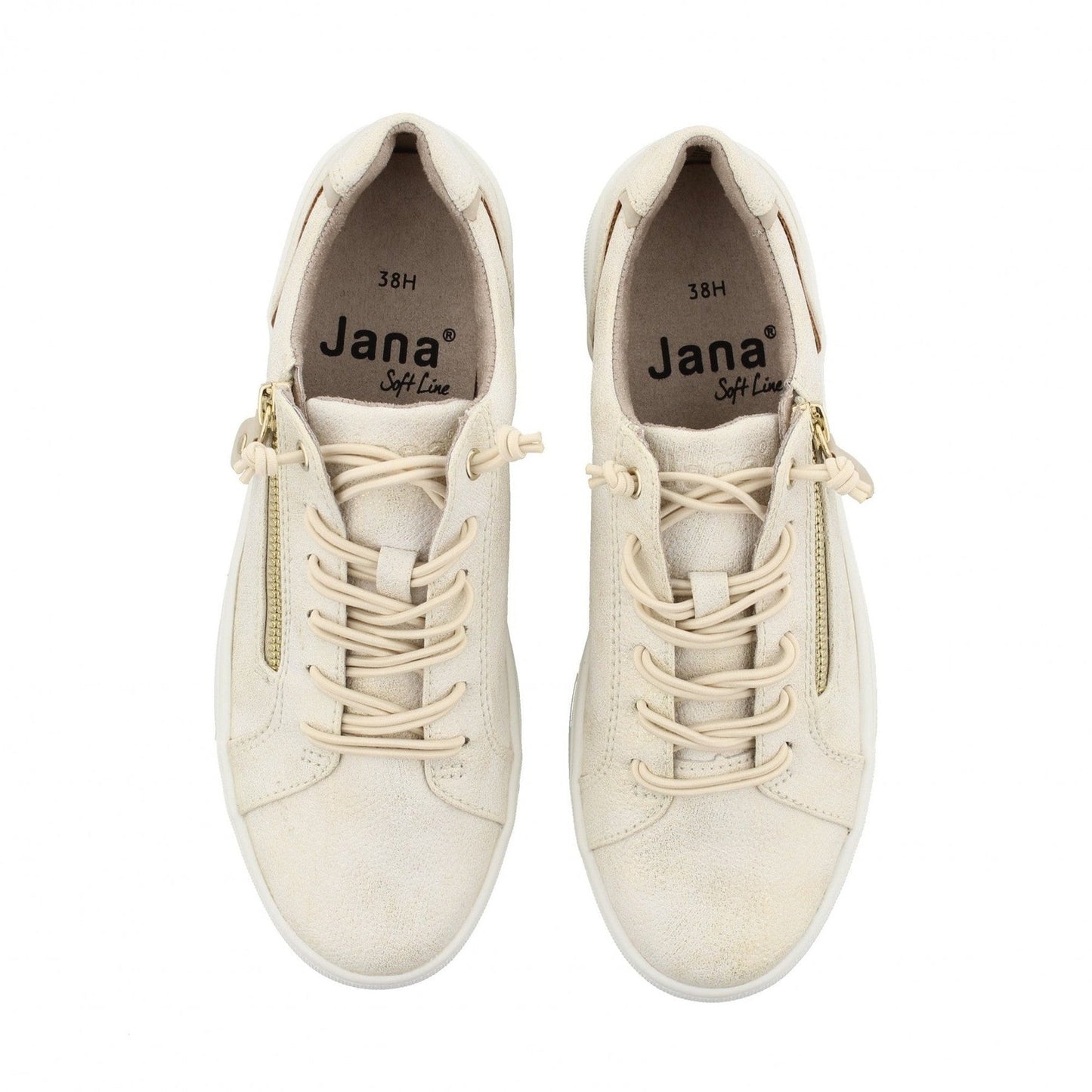 Jana Wide Fit Trainer With Zip and Laces 23660-949 CLOUDY GOLD