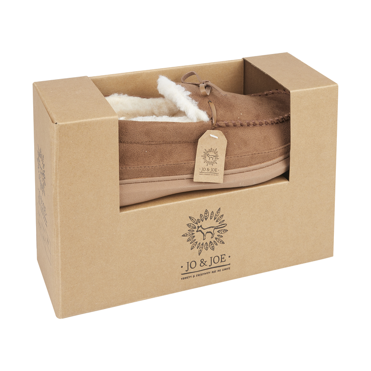 Jo & Joe fur lined Moccasin Slipper Cranford COGNAC