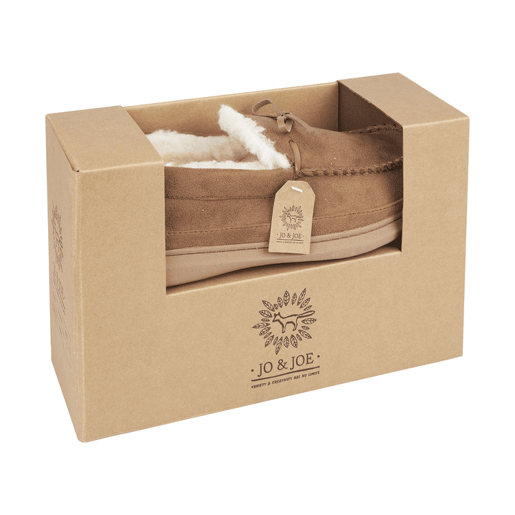 Jo & Joe fur lined Moccasin Slipper Cranford COGNAC