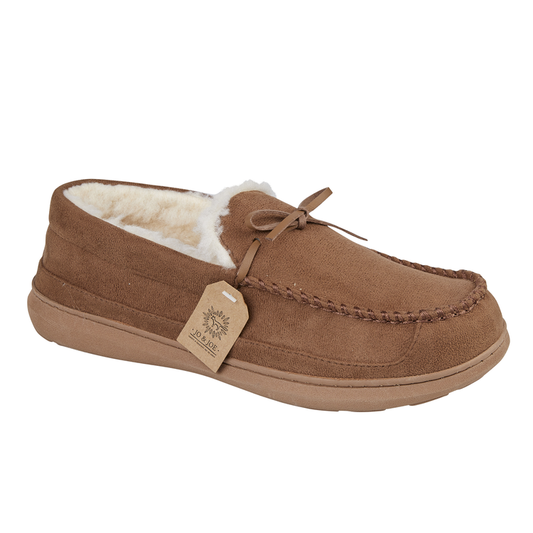 Jo & Joe fur lined Moccasin Slipper Cranford COGNAC