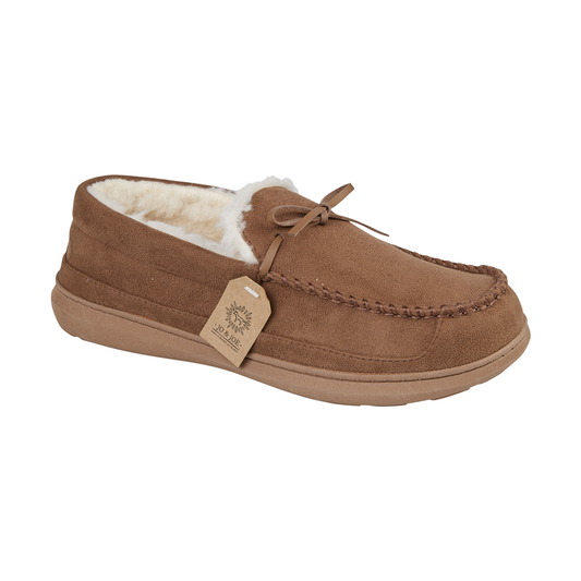 Jo & Joe fur lined Moccasin Slipper Cranford COGNAC