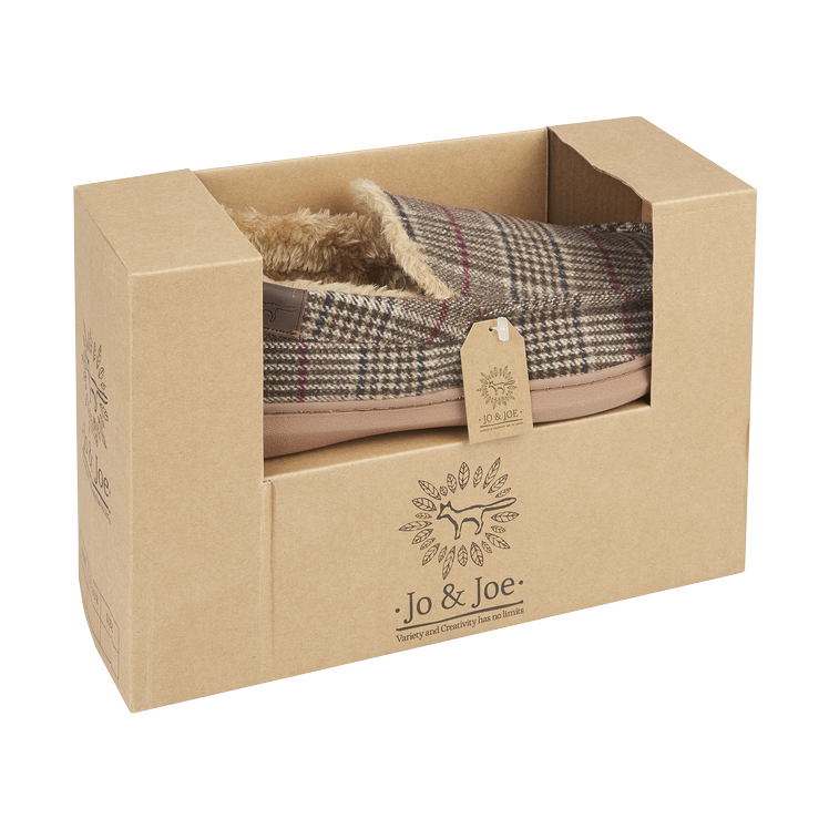 Jo & Joe Men's fur lined Moccasin Slipper Taunton BROWN